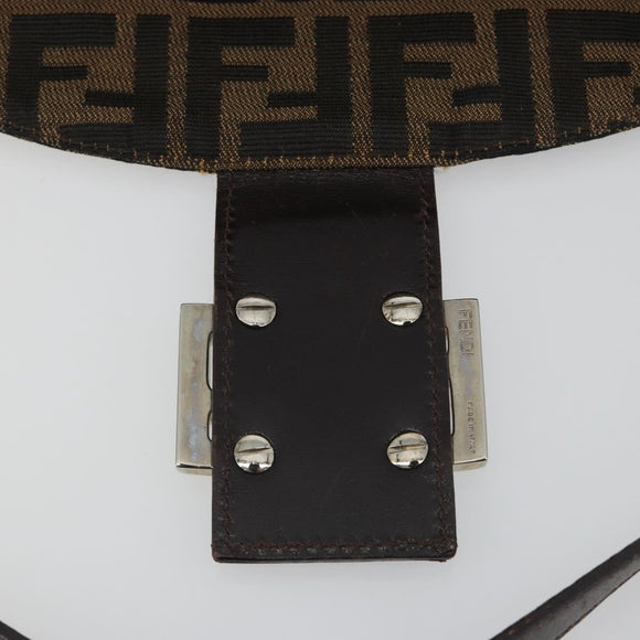 FENDI Zucca Canvas Mamma Baguette Shoulder Bag Brown Silver Auth 195494V