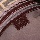 FENDI Zucca Canvas Mamma Baguette Shoulder Bag Brown Silver Auth 195494V-20