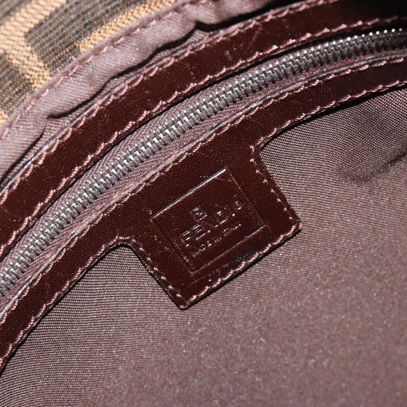 FENDI Zucca Canvas Mamma Baguette Shoulder Bag Brown Silver Auth 195494V