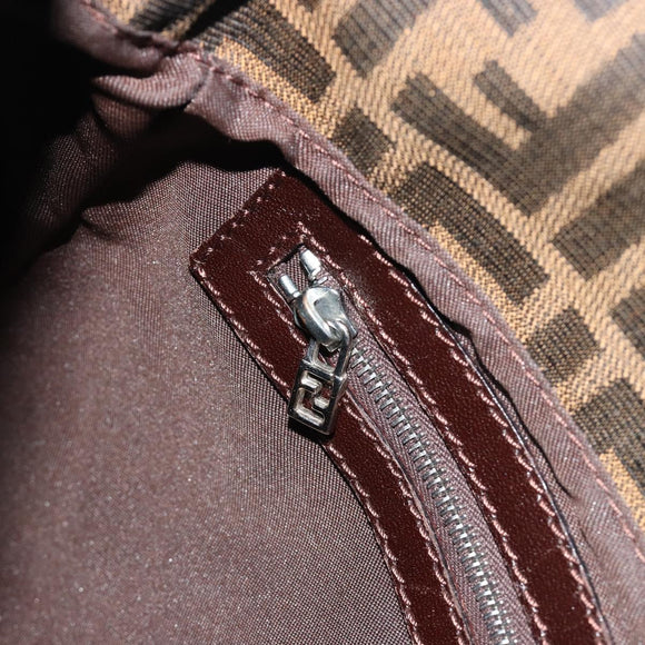 FENDI Zucca Canvas Mamma Baguette Shoulder Bag Brown Silver Auth 195494V