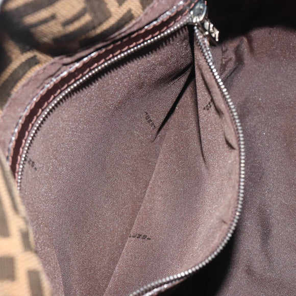 FENDI Zucca Canvas Mamma Baguette Shoulder Bag Brown Silver Auth 195494V