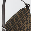 FENDI Zucca Canvas Mamma Baguette Shoulder Bag Brown Silver Auth 195494V-6