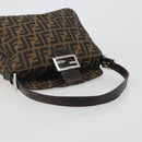 FENDI Zucca Canvas Mamma Baguette Shoulder Bag Brown Silver Auth 195494V-7