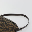 FENDI Zucca Canvas Mamma Baguette Shoulder Bag Brown Silver Auth 195494V-8