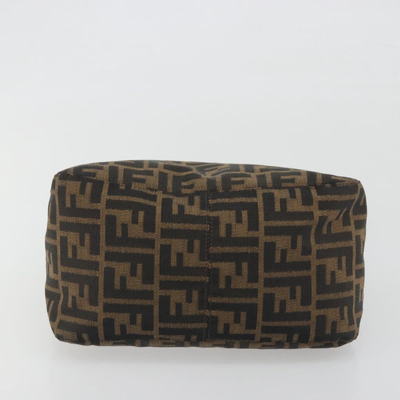 FENDI Zucca Canvas Mamma Baguette Shoulder Bag Brown Silver Auth 195494V