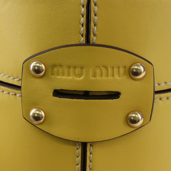 Miu Miu Hand Bag Leather 2way Yellow Gold Auth 195501V