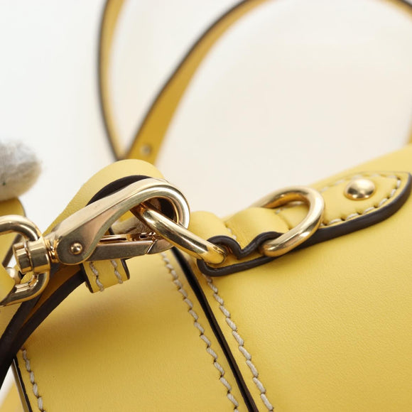 Miu Miu Hand Bag Leather 2way Yellow Gold Auth 195501V
