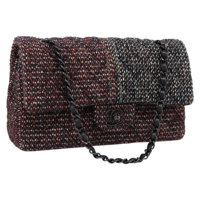 CHANEL Chain Matelasse25 Shoulder Bag Tweed Multicolor CC Auth 195503SAM