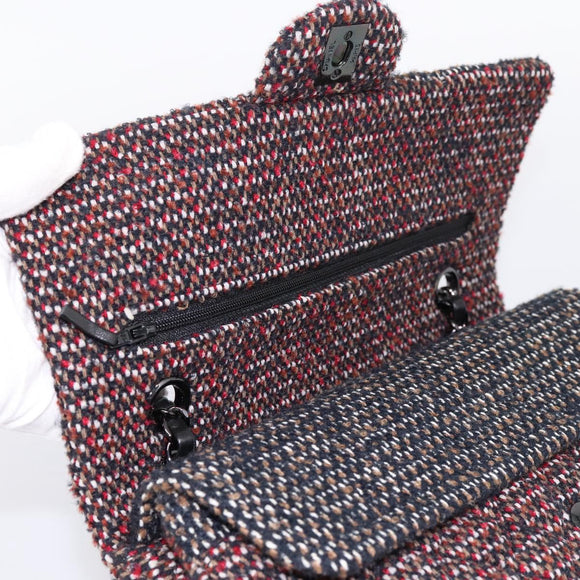 CHANEL Chain Matelasse25 Shoulder Bag Tweed Multicolor CC Auth 195503SAM