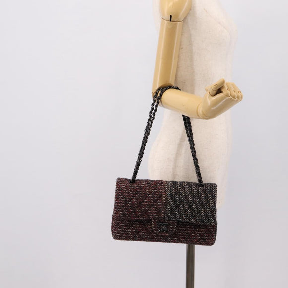 CHANEL Chain Matelasse25 Shoulder Bag Tweed Multicolor CC Auth 195503SAM