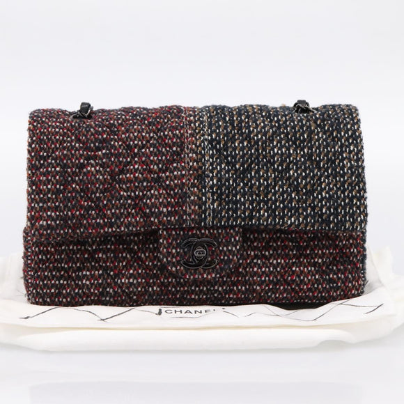CHANEL Chain Matelasse25 Shoulder Bag Tweed Multicolor CC Auth 195503SAM