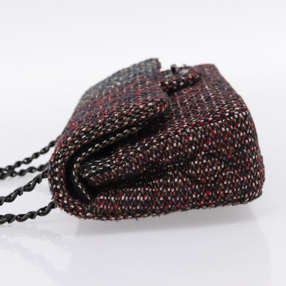 CHANEL Chain Matelasse25 Shoulder Bag Tweed Multicolor CC Auth 195503SAM