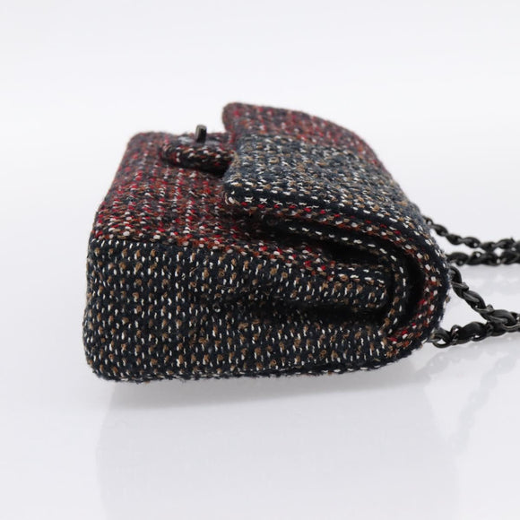 CHANEL Chain Matelasse25 Shoulder Bag Tweed Multicolor CC Auth 195503SAM