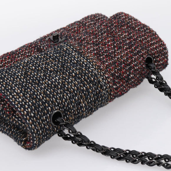 CHANEL Chain Matelasse25 Shoulder Bag Tweed Multicolor CC Auth 195503SAM