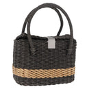 CHANEL Hand Bag Straw Gray Silver CC Auth 195504SM-1