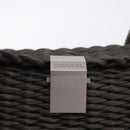 CHANEL Hand Bag Straw Gray Silver CC Auth 195504SM-18