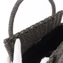 CHANEL Hand Bag Straw Gray Silver CC Auth 195504SM-20