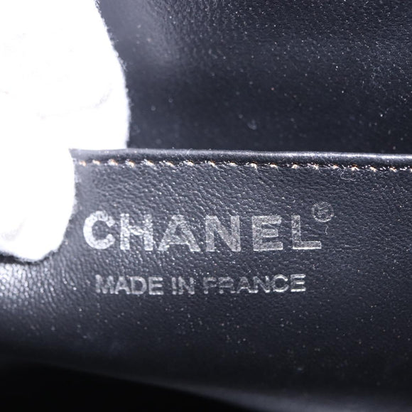 CHANEL Hand Bag Straw Gray Silver CC Auth 195504SM