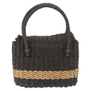 CHANEL Hand Bag Straw Gray Silver CC Auth 195504SM-2