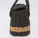 CHANEL Hand Bag Straw Gray Silver CC Auth 195504SM-4