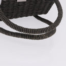 CHANEL Hand Bag Straw Gray Silver CC Auth 195504SM-7