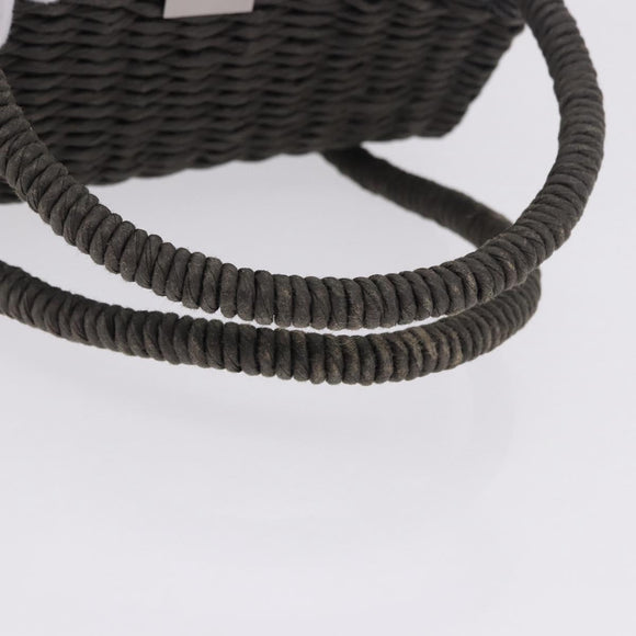CHANEL Hand Bag Straw Gray Silver CC Auth 195504SM