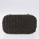 CHANEL Hand Bag Straw Gray Silver CC Auth 195504SM-5