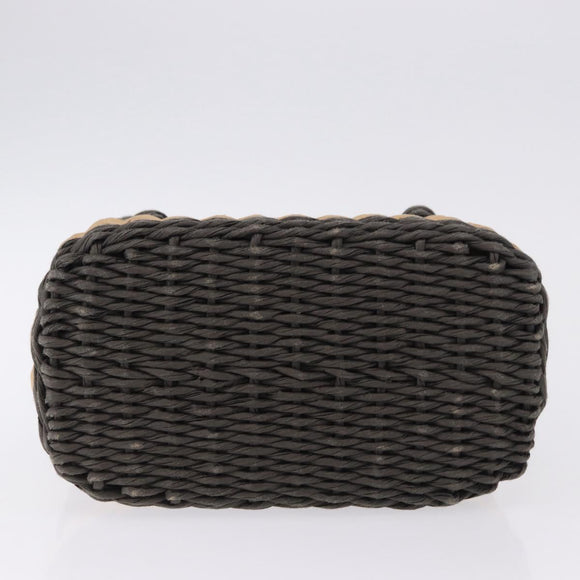 CHANEL Hand Bag Straw Gray Silver CC Auth 195504SM