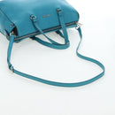 Miu Miu Tote Bag Leather 2way Blue Silver Auth 195506A-8