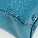 Miu Miu Tote Bag Leather 2way Blue Silver Auth 195506A-18