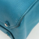 Miu Miu Tote Bag Leather 2way Blue Silver Auth 195506A-19
