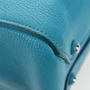 Miu Miu Tote Bag Leather 2way Blue Silver Auth 195506A-20