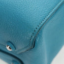 Miu Miu Tote Bag Leather 2way Blue Silver Auth 195506A-21