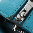 Miu Miu Tote Bag Leather 2way Blue Silver Auth 195506A-9