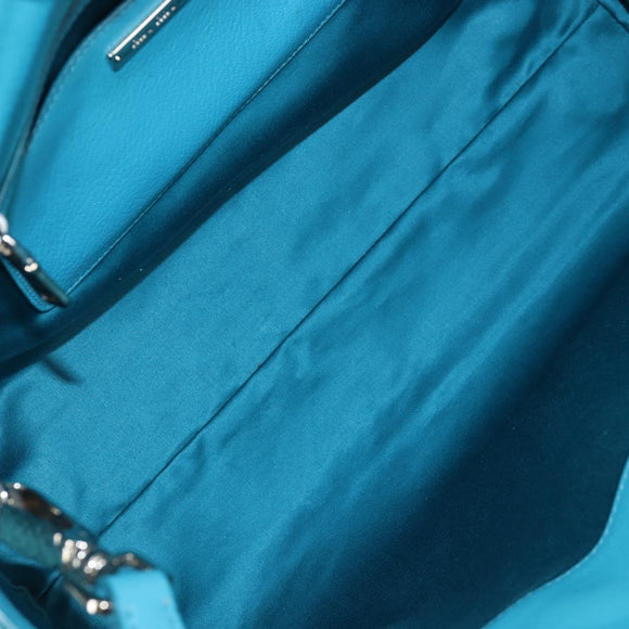 Miu Miu Tote Bag Leather 2way Blue Silver Auth 195506A