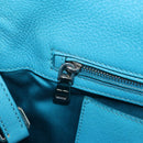 Miu Miu Tote Bag Leather 2way Blue Silver Auth 195506A-27