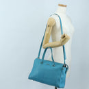 Miu Miu Tote Bag Leather 2way Blue Silver Auth 195506A-29