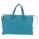 Miu Miu Tote Bag Leather 2way Blue Silver Auth 195506A-2