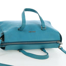 Miu Miu Tote Bag Leather 2way Blue Silver Auth 195506A-14