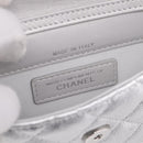 CHANEL Chain Shoulder Pouch Matelasse Leather Silver CC Auth 195507M-15