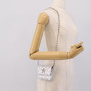CHANEL Chain Shoulder Pouch Matelasse Leather Silver CC Auth 195507M-20