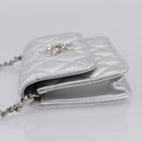 CHANEL Chain Shoulder Pouch Matelasse Leather Silver CC Auth 195507M-4