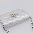 CHANEL Chain Shoulder Pouch Matelasse Leather Silver CC Auth 195507M-6