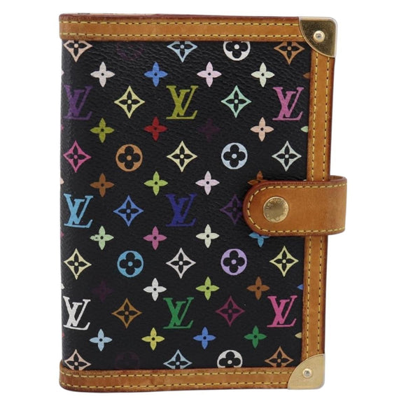 LOUIS VUITTON Multicolor Agenda PM Day Planner Cover Black R20895 LV Auth 195509