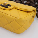 CHANEL Mini Matelasse 17 Chain Bag Lamb Skin Yellow Gold CC Auth 195513SAM-9