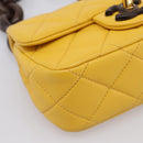 CHANEL Mini Matelasse 17 Chain Bag Lamb Skin Yellow Gold CC Auth 195513SAM-14