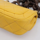 CHANEL Mini Matelasse 17 Chain Bag Lamb Skin Yellow Gold CC Auth 195513SAM-15