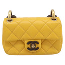 CHANEL Mini Matelasse 17 Chain Bag Lamb Skin Yellow Gold CC Auth 195513SAM-13