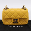 CHANEL Mini Matelasse 17 Chain Bag Lamb Skin Yellow Gold CC Auth 195513SAM-12