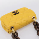 CHANEL Mini Matelasse 17 Chain Bag Lamb Skin Yellow Gold CC Auth 195513SAM-6